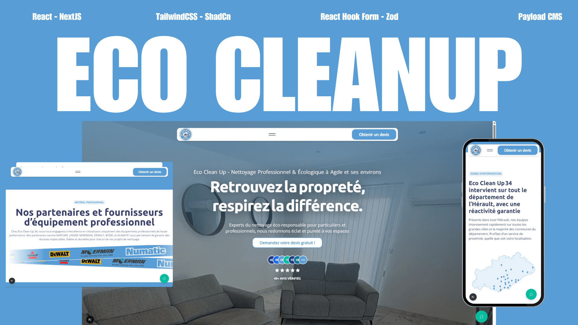 Création d'un site vitrine pour Eco Clean up 34 basé à Agde