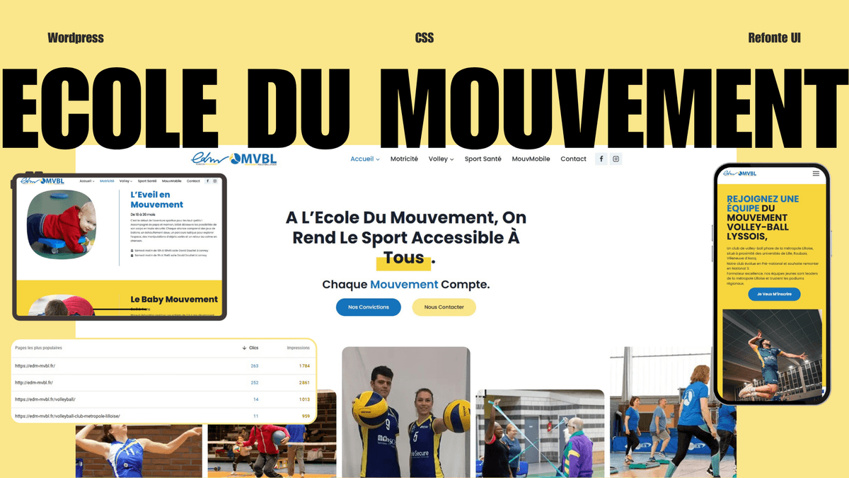 Refonte UX pour l'Ecole du Mouvement à Lys-Lez-Lannoy