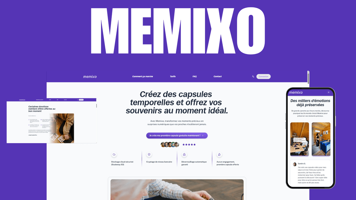 Développement de la landing page et du SaaS phase 2, de capsules temporelles