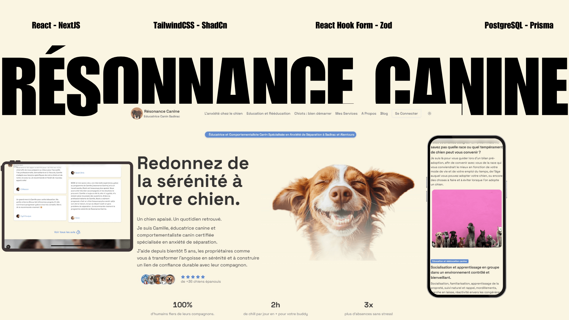 Dashboard CRM sur-mesure pour éducateur canin