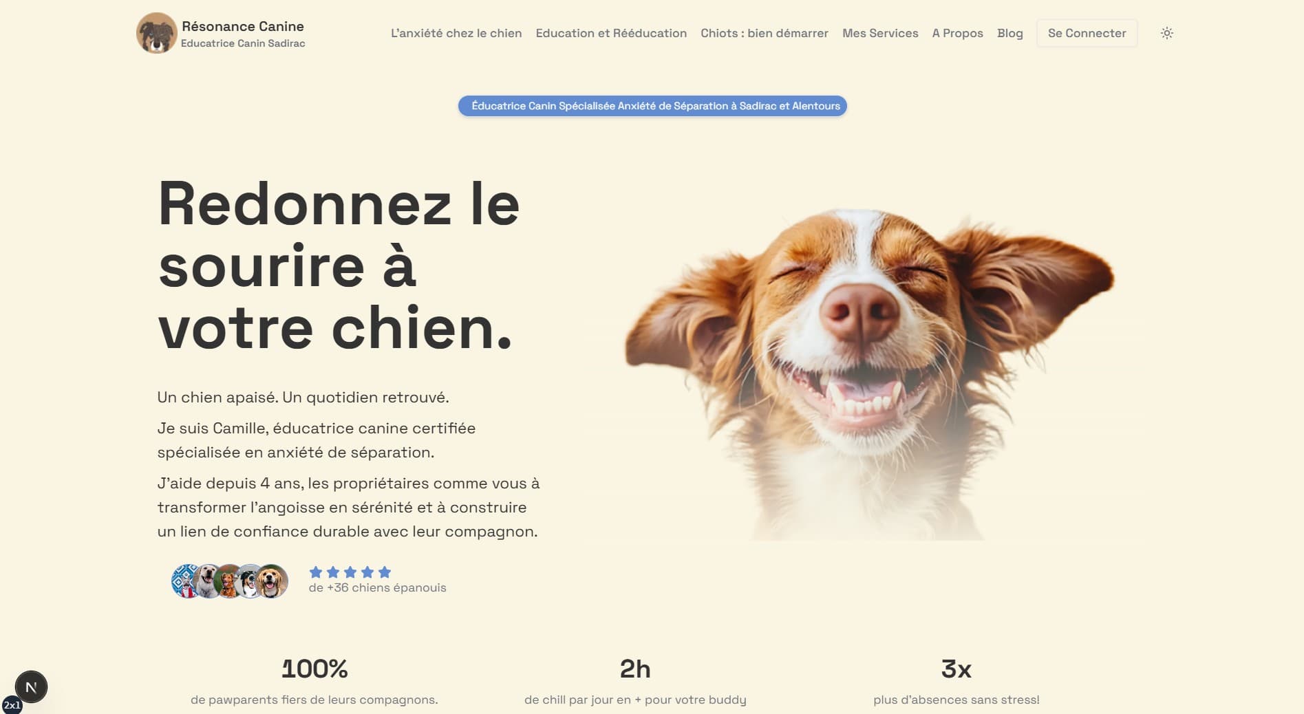 Image du projet Création d'un site sur mesure pour Résonance Canine