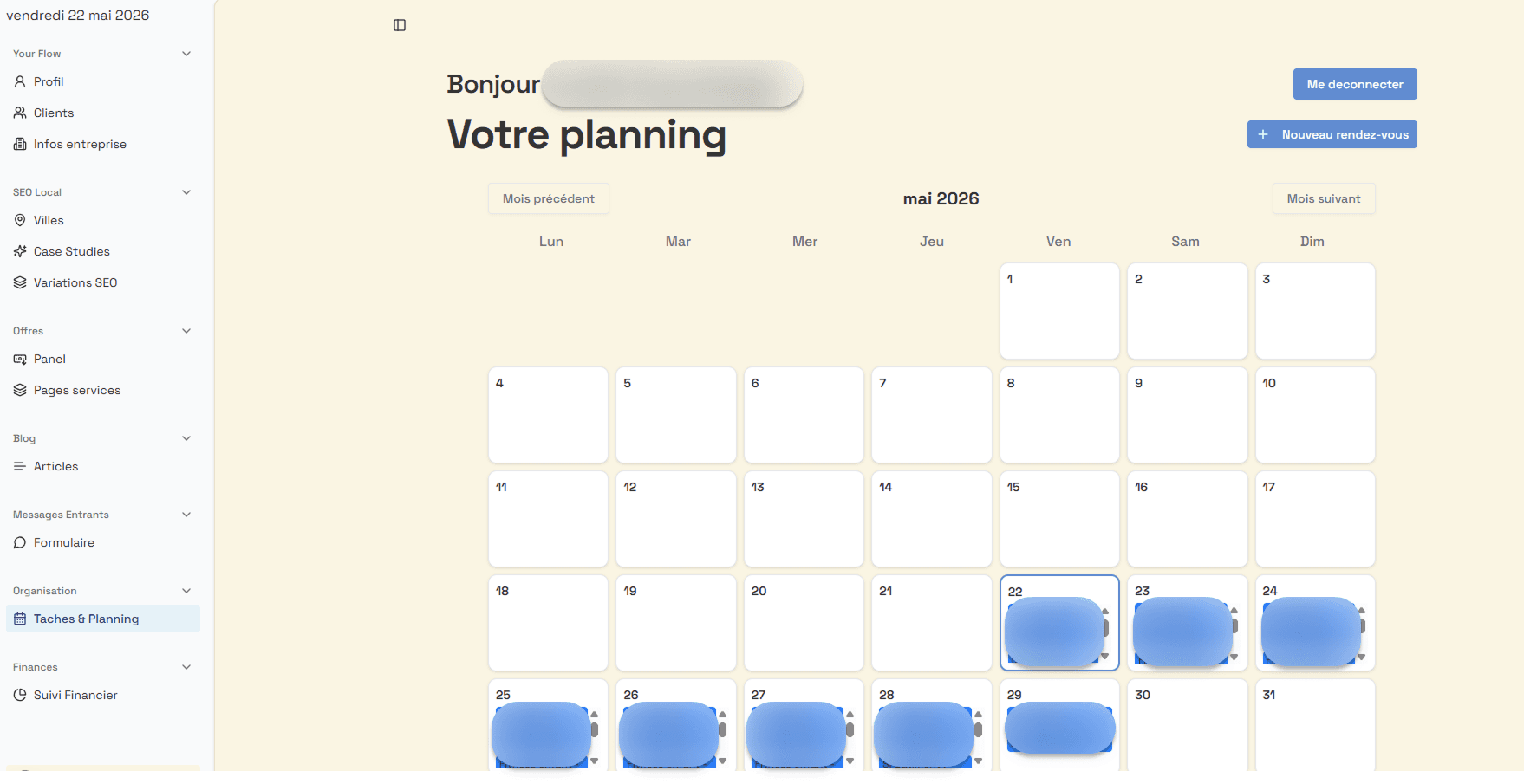 Planning intégré CRM Resonance Canine